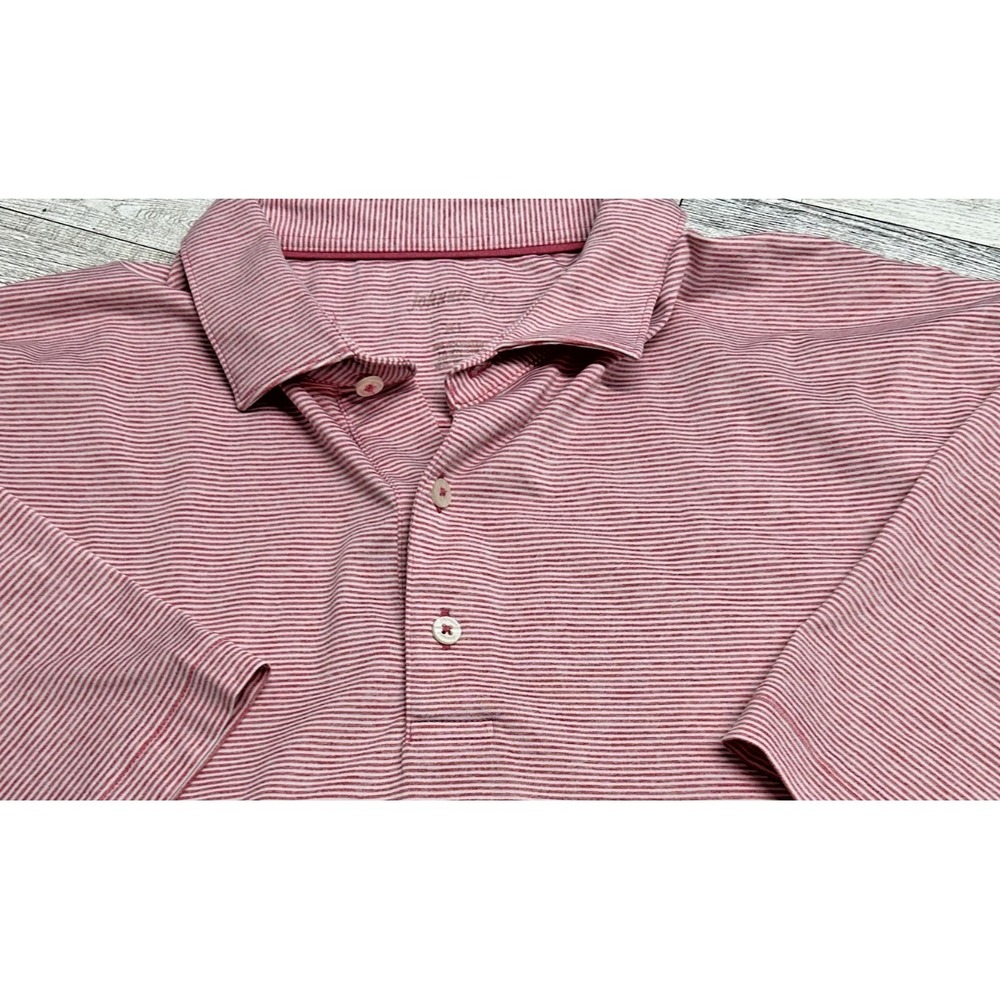 Johnnie-O Lyndonn‎ Performance Polo Striped Golf Shirt Mens XL White Red
